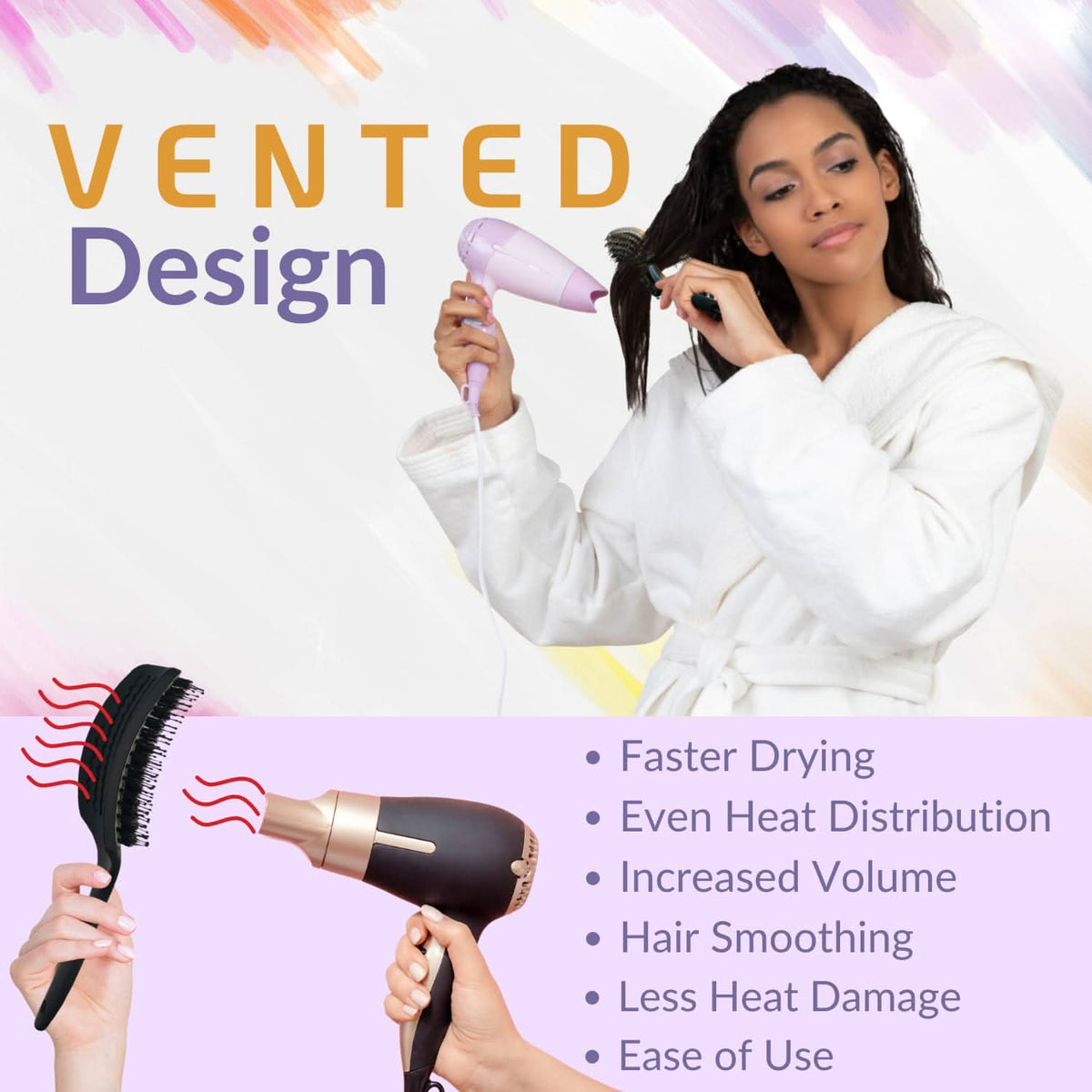 INATEKPRO Curved Vented Boar Bristle Detangler Brush - RED | MEDIUM
