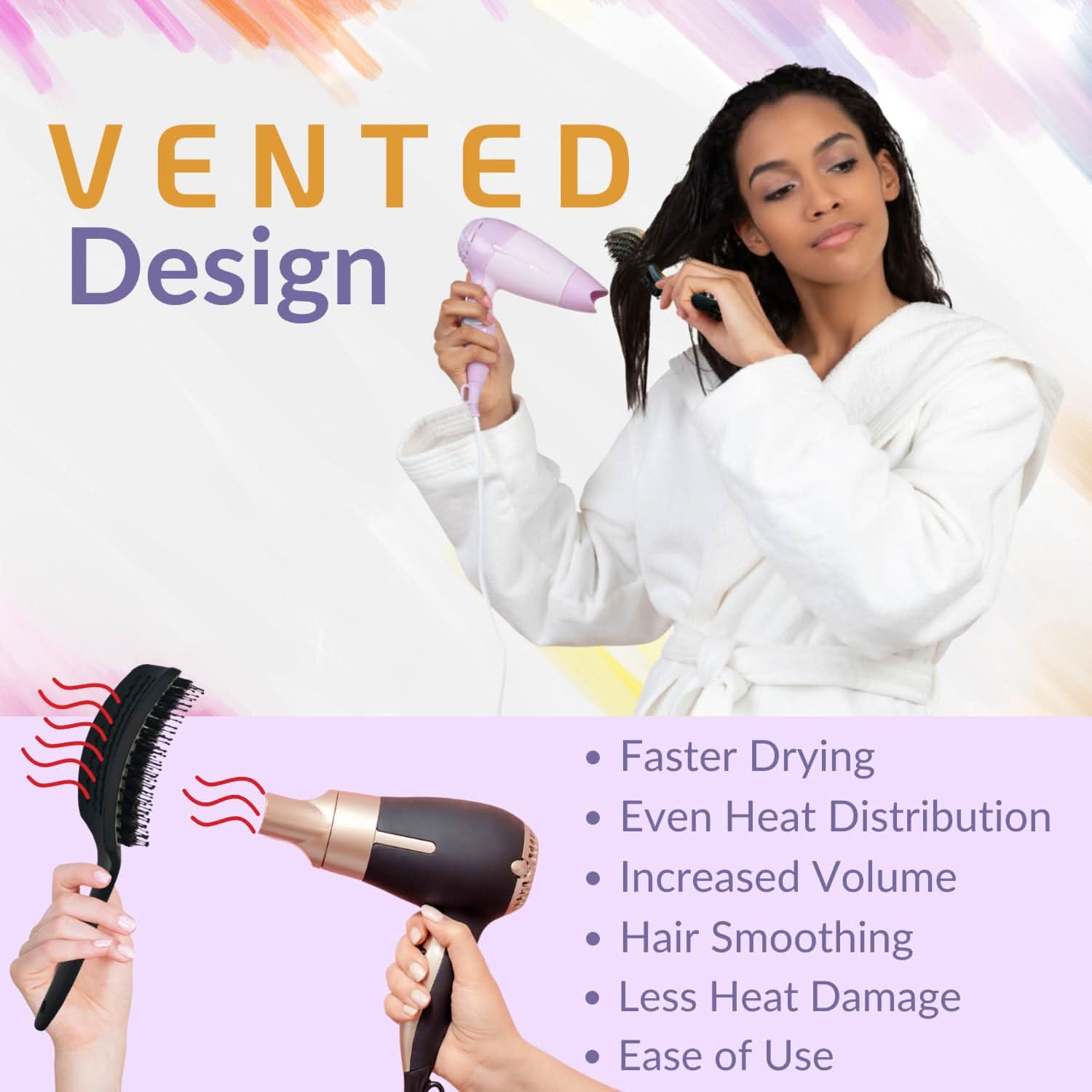 INATEKPRO Curved Vented Boar Bristle Detangler Brush - WHITE | LARGE