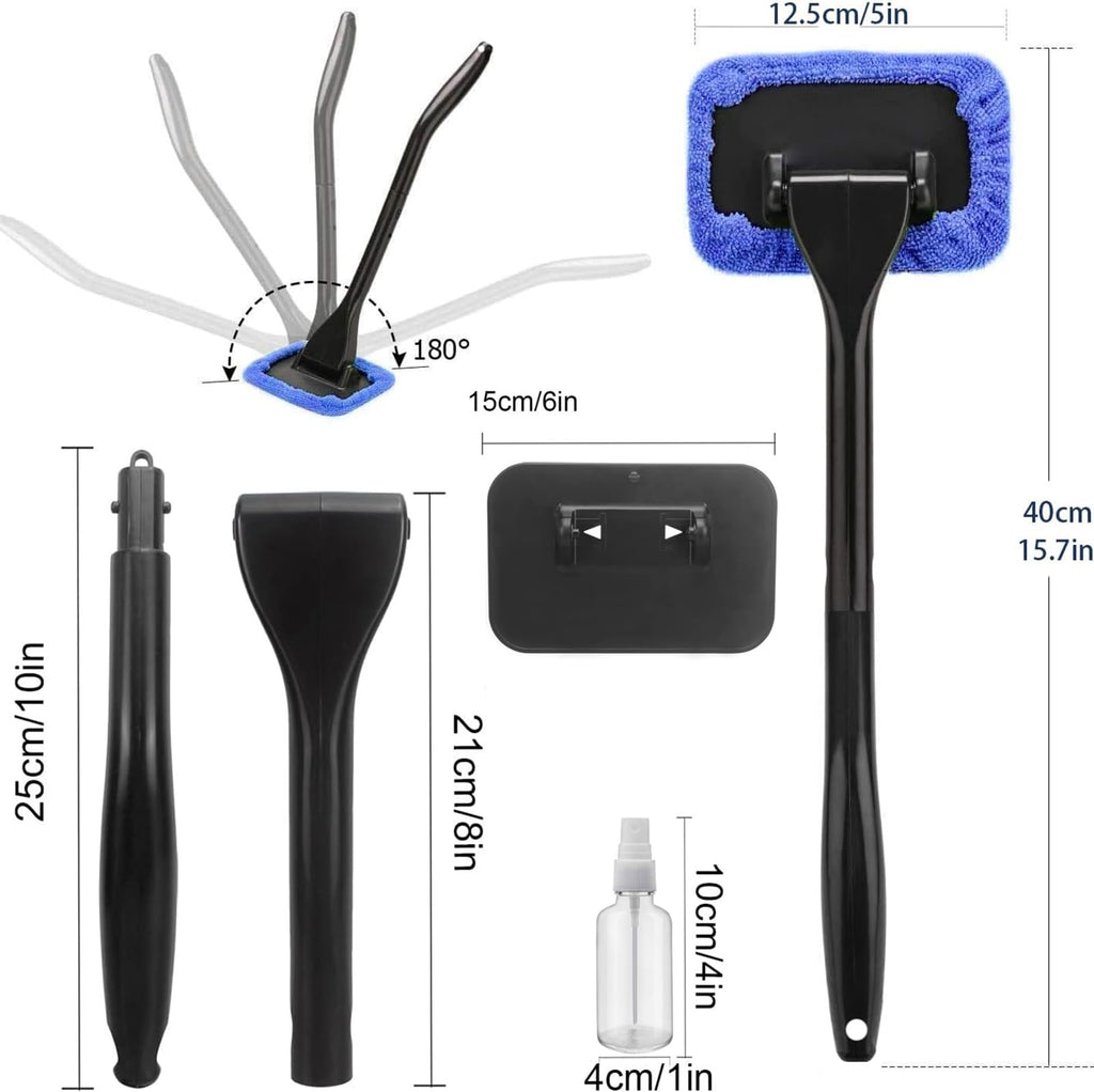 POPDA Car Windshield Cleaner Tool Detachable Handle 5 Pads 30ml Sprayer