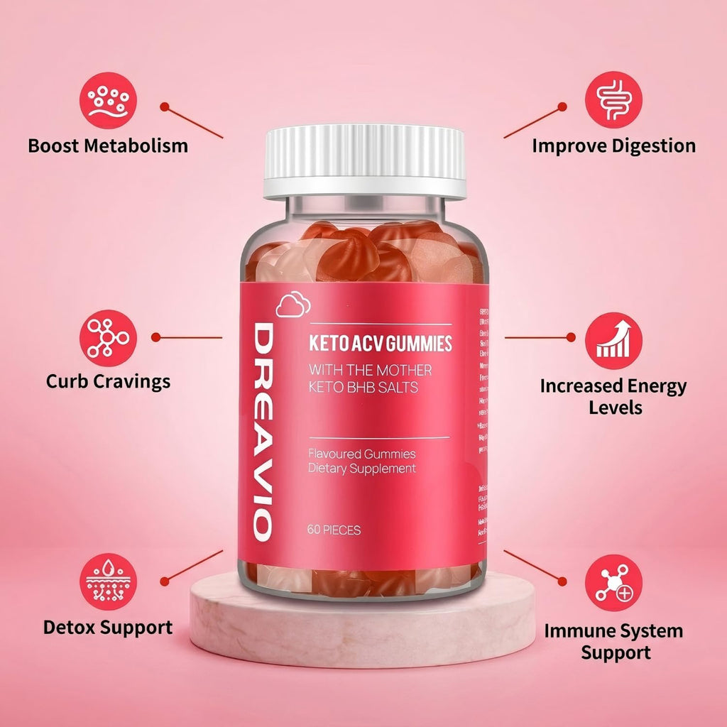 Dreavio Sugar-Free Apple Cider Vinegar Gummies with the Mother – 1,000 mg, 120 Count
