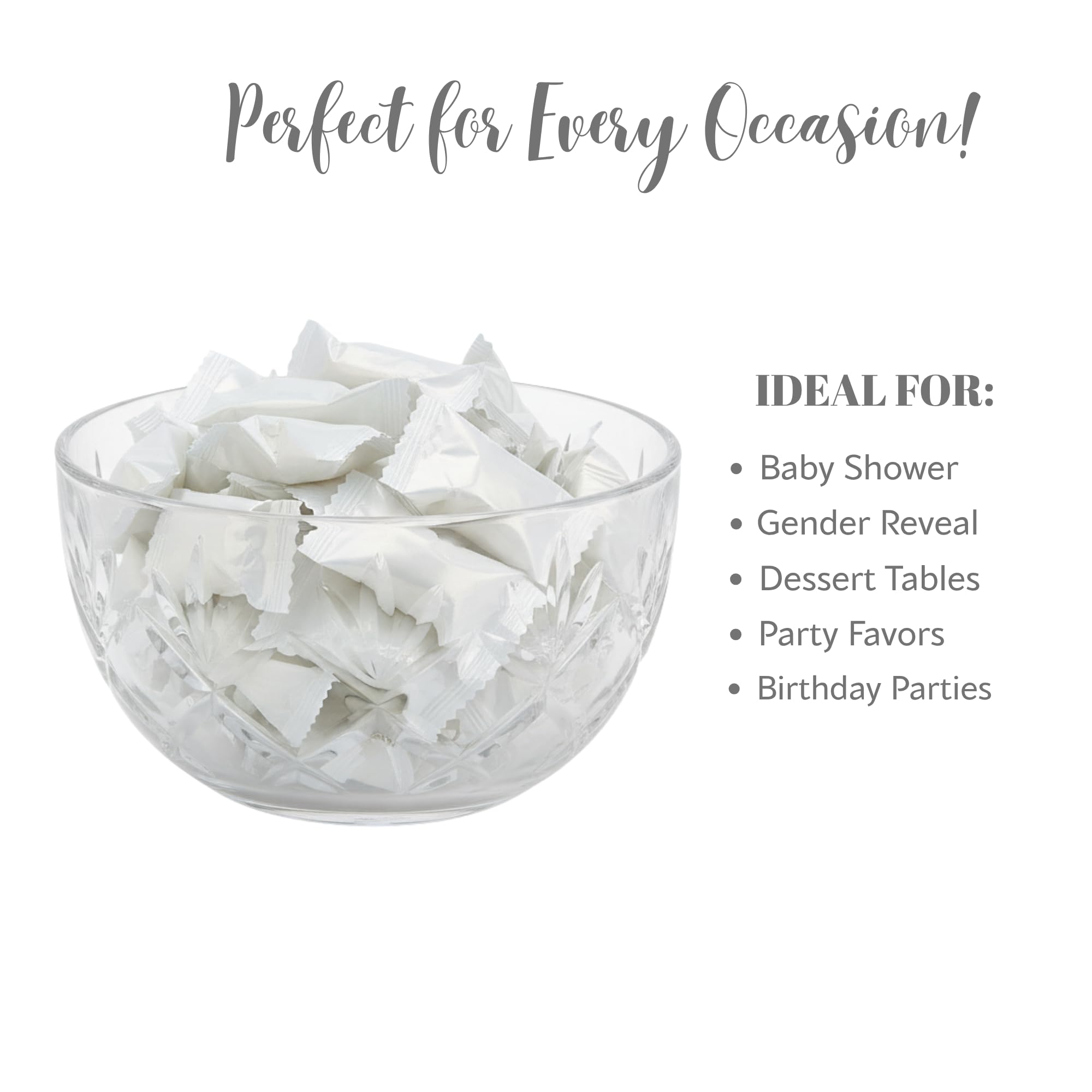 220ct White Buttermints Individually Wrapped – Bulk Soft Butter Mints for Weddings, Candy Buffets, Party Favors & Events