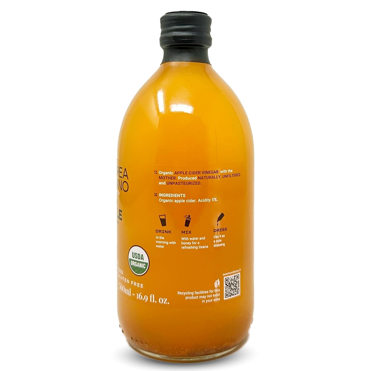 Andrea Milano Organic Apple Cider Vinegar with the Mother – 16.9 oz