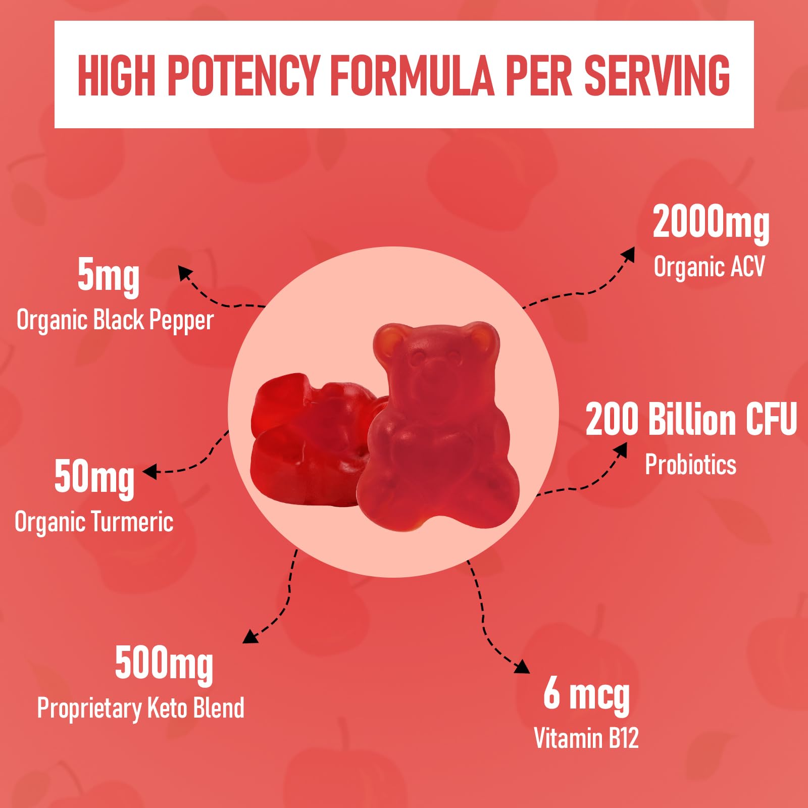 Bestwekk Maximum-Strength Apple Cider Vinegar Gummies with Probiotics & B12 – 2,000 mg, 120 Count