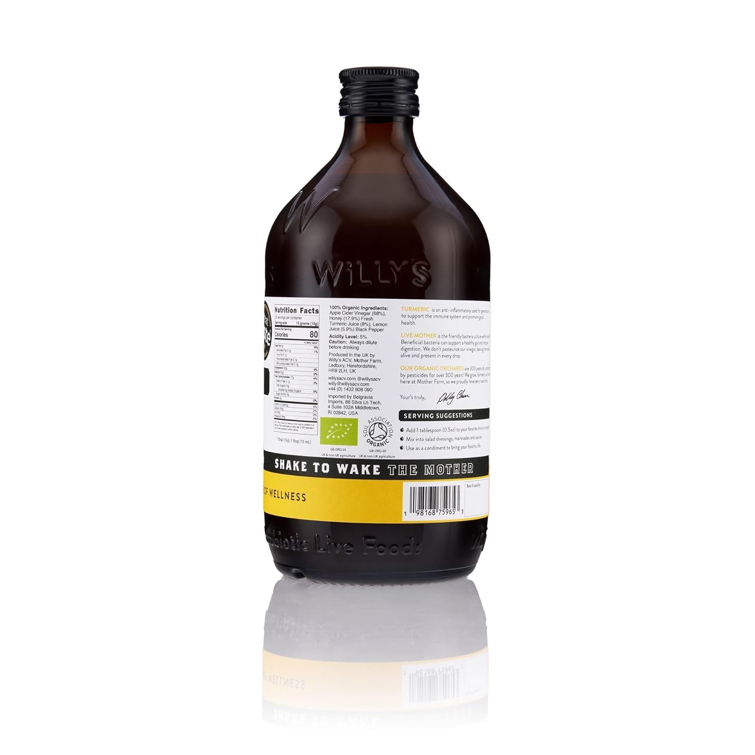 Willy’s Organic Apple Cider Vinegar with Turmeric & Eureka Lemon – 16.9 oz