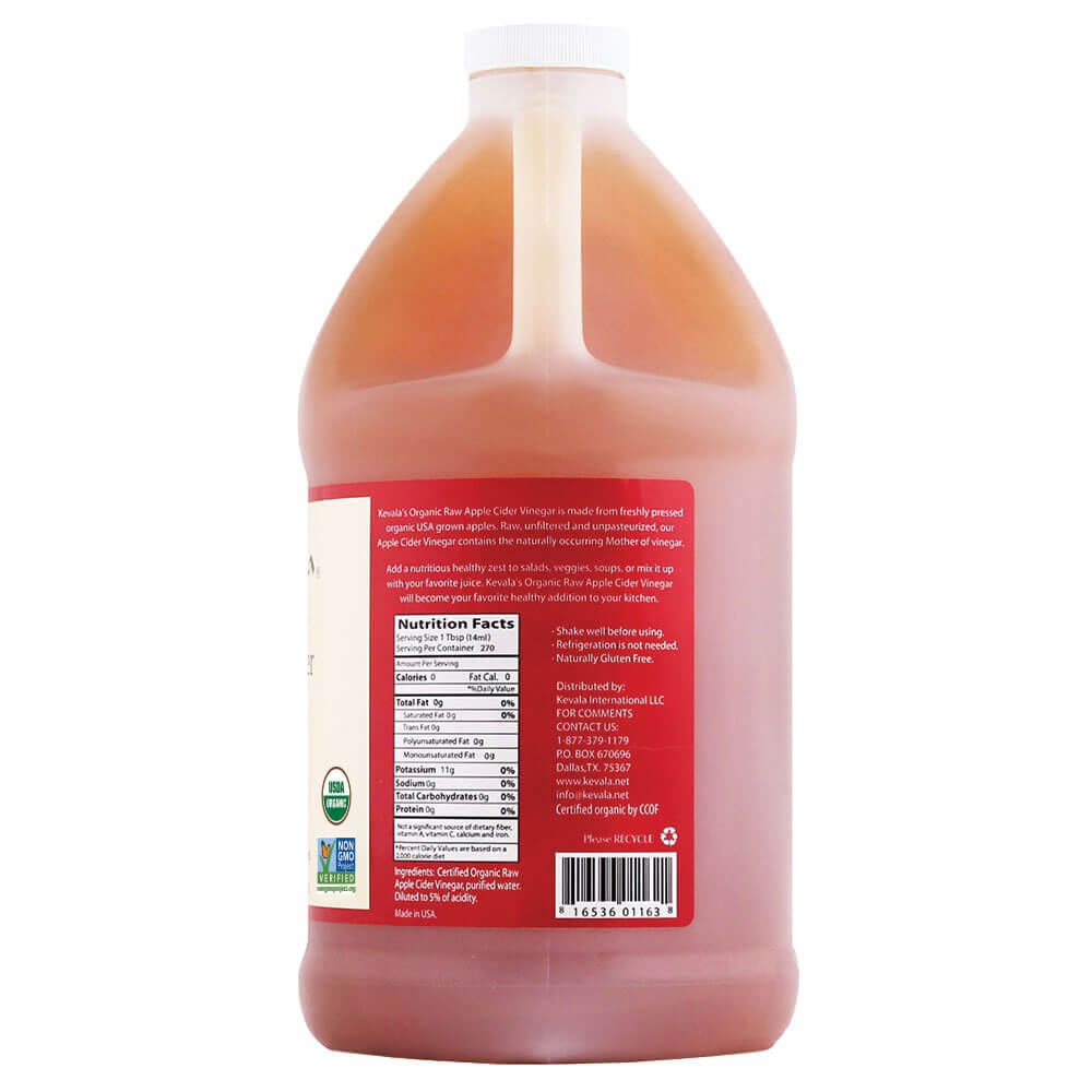 Kevala Organic Raw Apple Cider Vinegar with the Mother – 1 Gallon