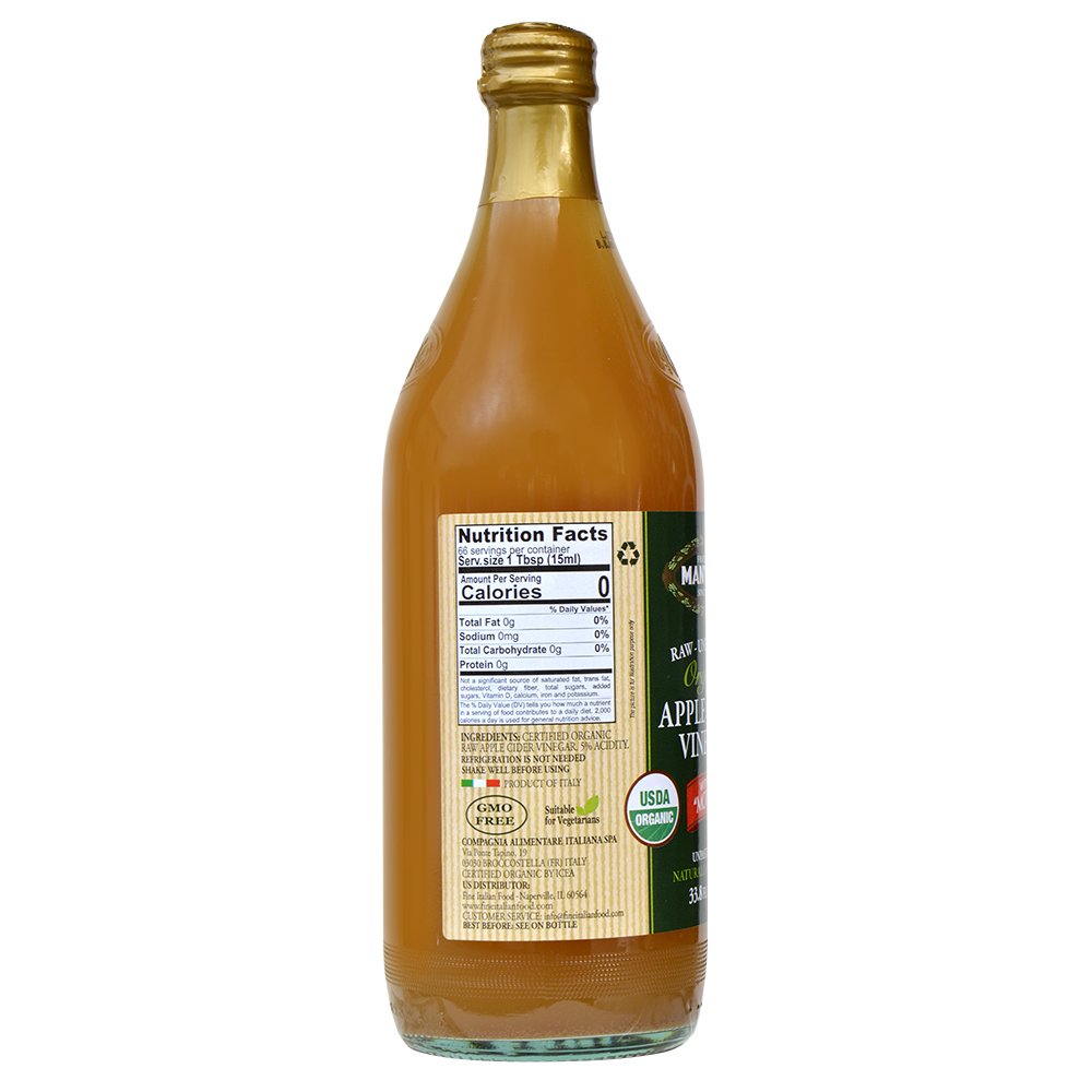 Mantova Organic Apple Cider Vinegar with the Mother – Raw & Unfiltered, 33.8 fl oz