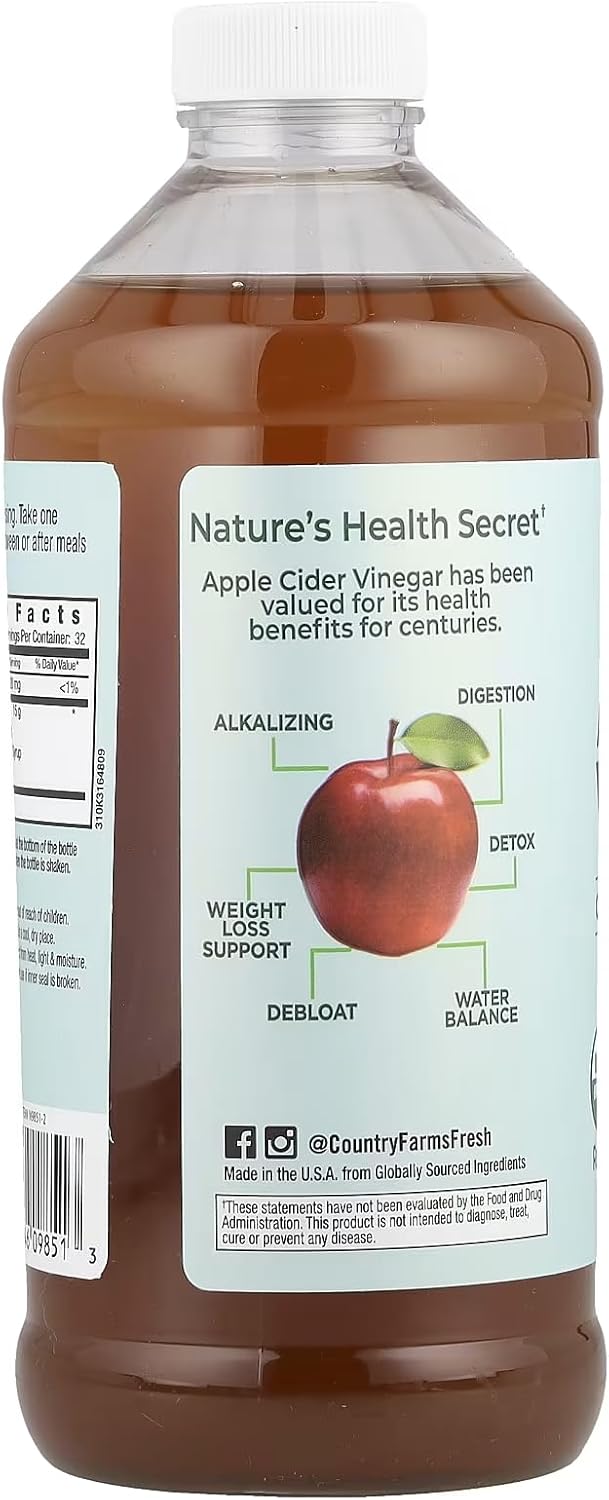 Country Farms Organic Apple Cider Vinegar Tonic with Ginger, Cayenne & Maple – 16 fl oz