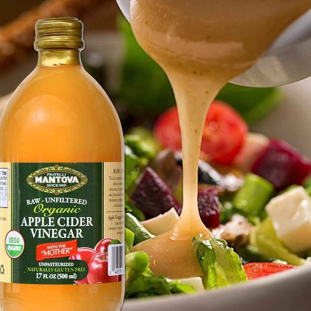 Mantova Organic Apple Cider Vinegar with the Mother – Raw & Unfiltered, 33.8 fl oz