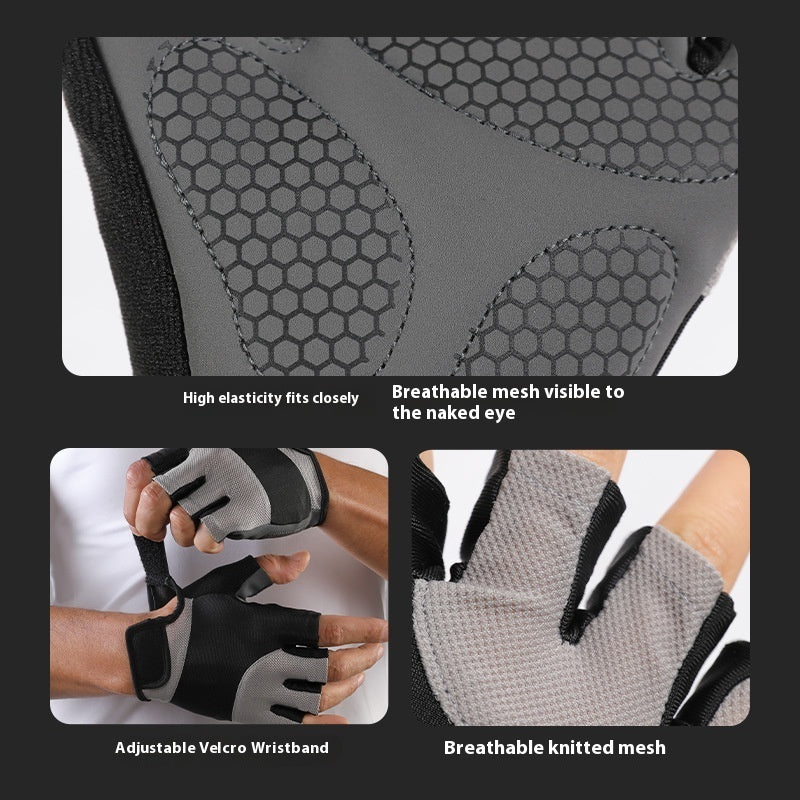 Glove with high elasticity, breathable mesh, adjustable wristband, and breathable knitted mesh.