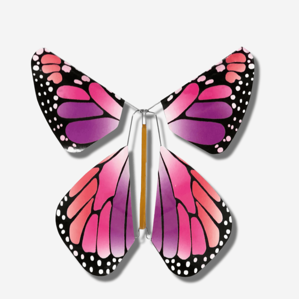 FLYING MAGIC BUTTERFLY® pink reusable flying butterfly toy with realistic monarch-style wings, interactive magic butterfly party favor, gift, stocking stuffer and surprise toy