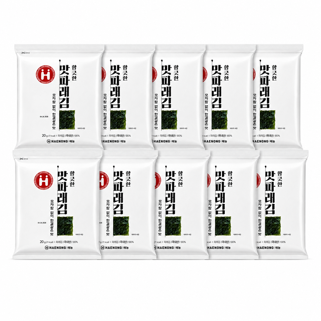[Haenong] Roasted Seasoned Green Laver (Parae Gim)(10 Sheets, 20g, 0.71 oz)