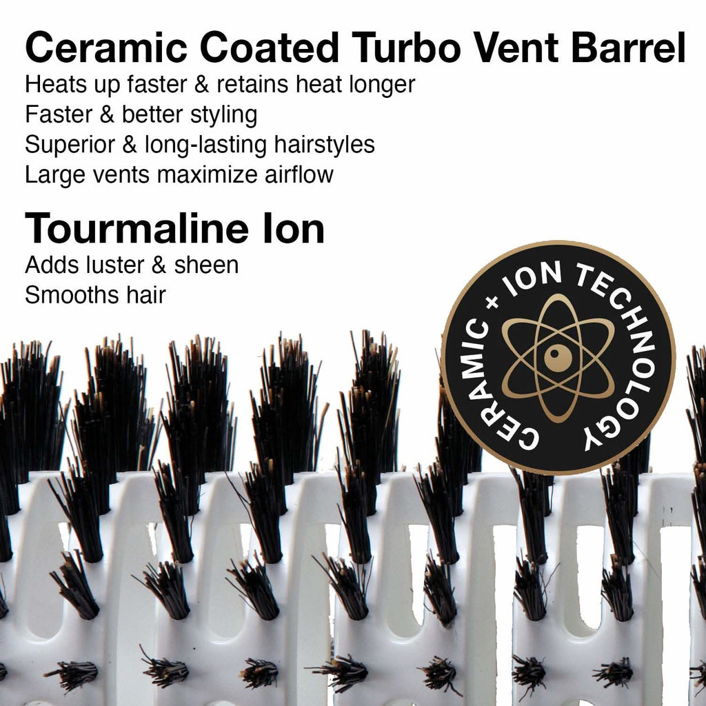 Olivia Garden Ceramic and Ion Turbo Vent 100% Boar Bristle Round Hair Brush CI-BR (4 1/2")