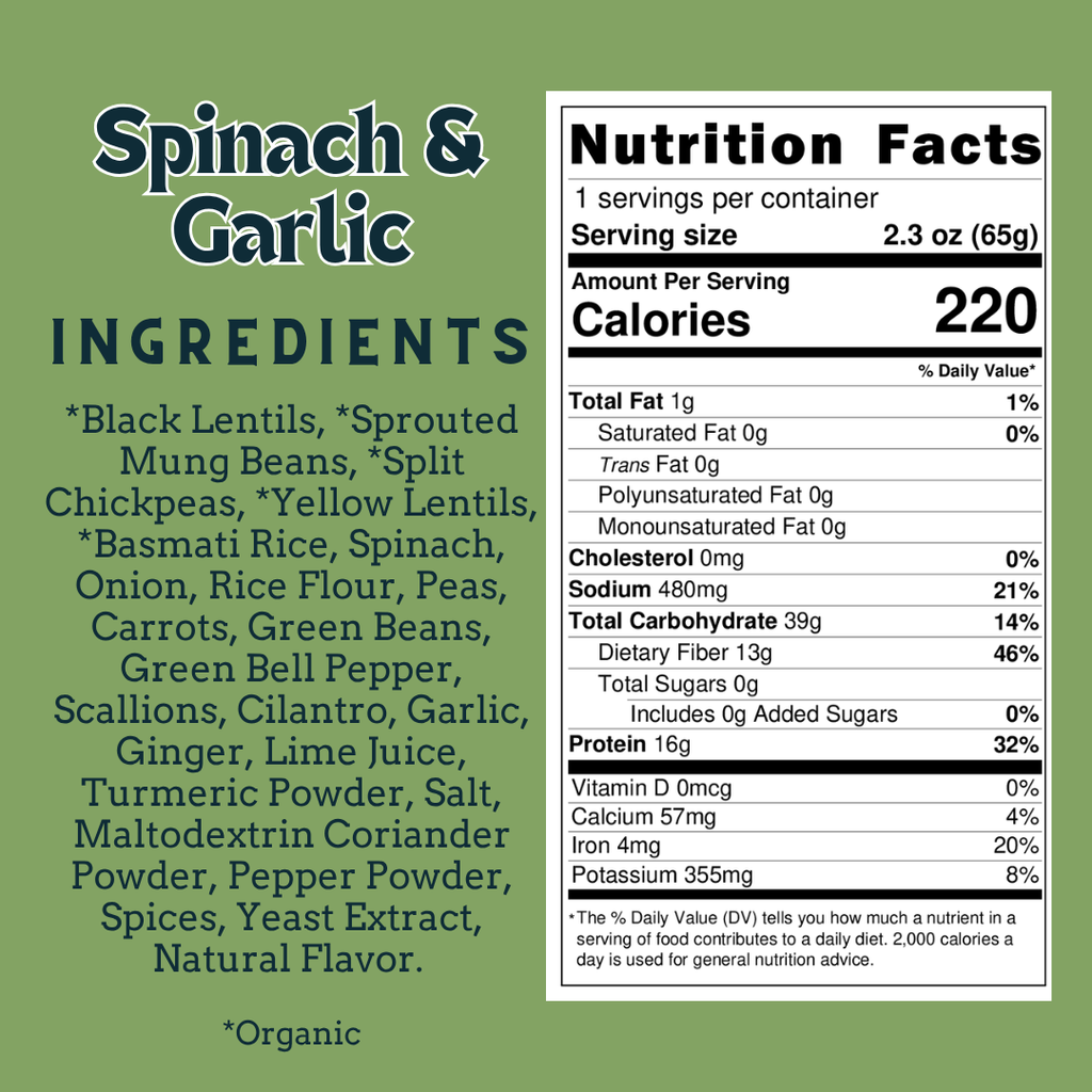 Spinach & Garlic -  Sprouted Power Bowl (6 Pack)