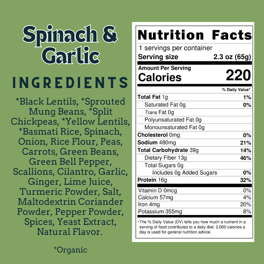 Spinach & Garlic -  Sprouted Power Bowl (6 Pack)