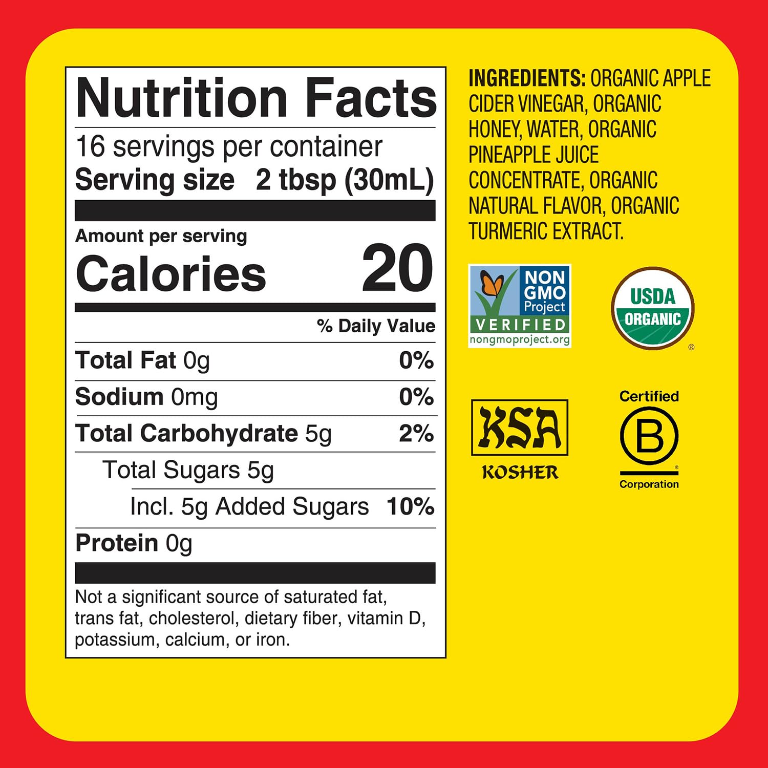 Bragg Organic Flavored Apple Cider Vinegar with the Mother – Raw & Unfiltered, 16 fl oz
