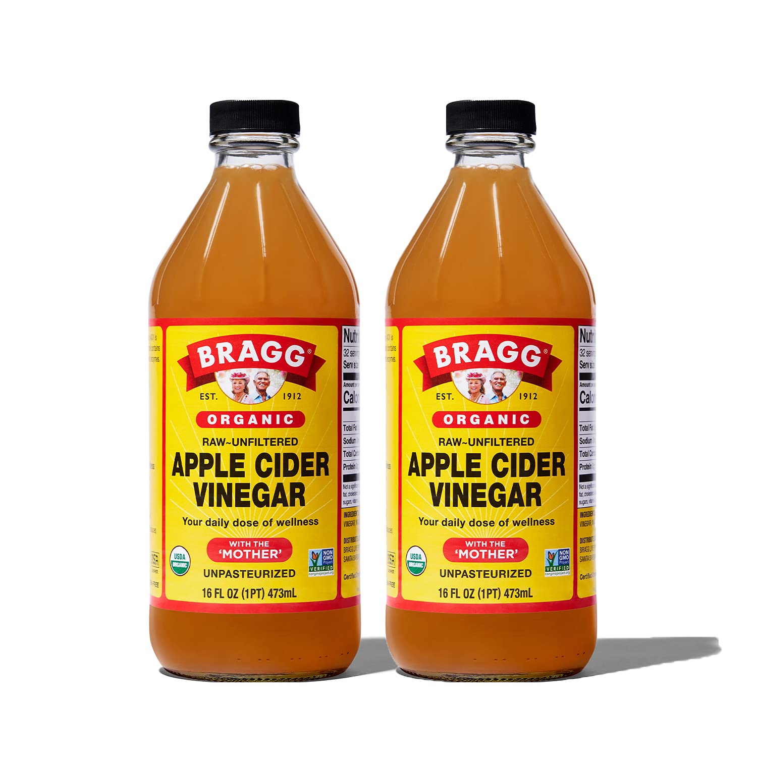 Bragg Organic Raw Apple Cider Vinegar with the Mother – 16 oz, 2-Pack