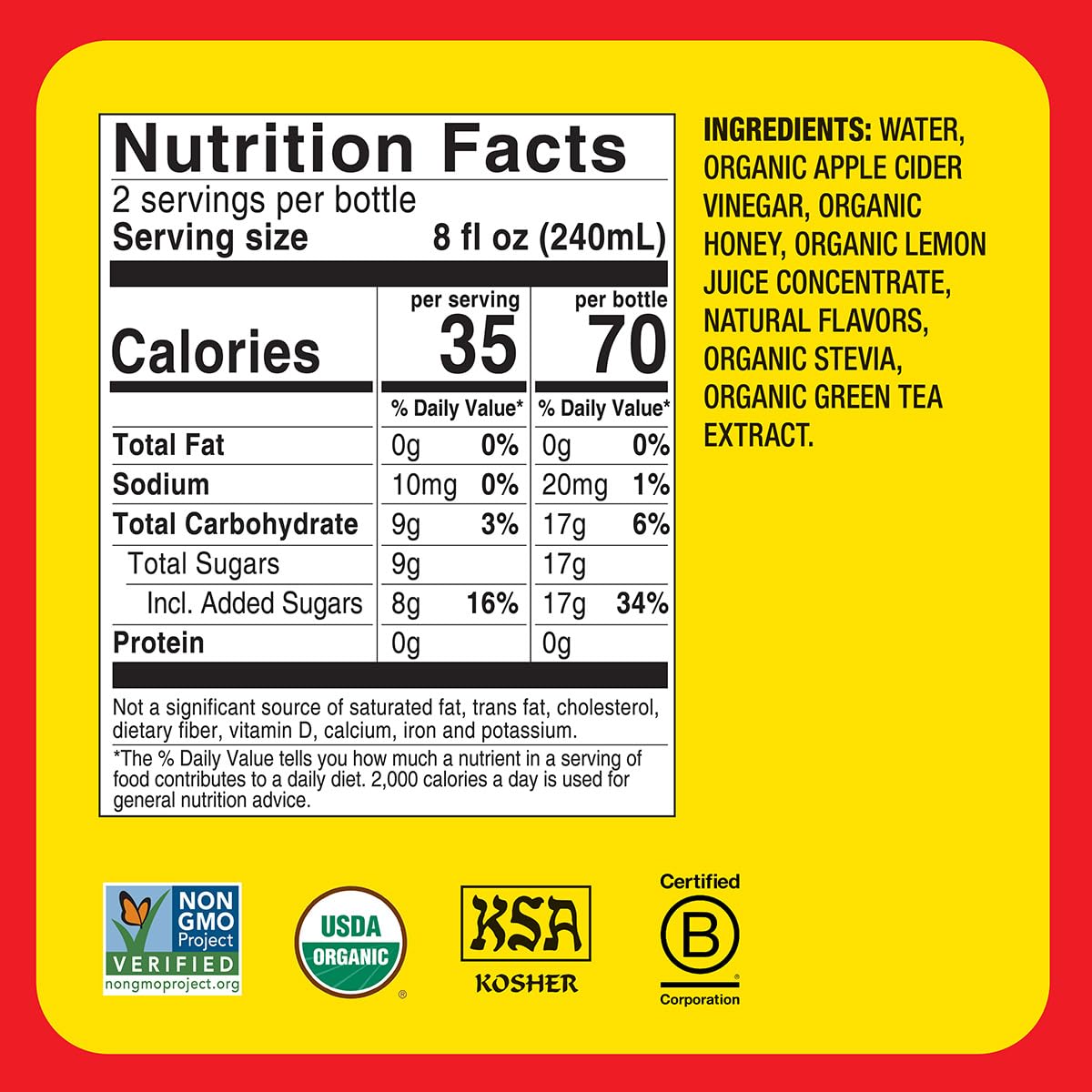 Bragg Apple Cider Vinegar Refreshers – 16 fl oz, 2-Pack