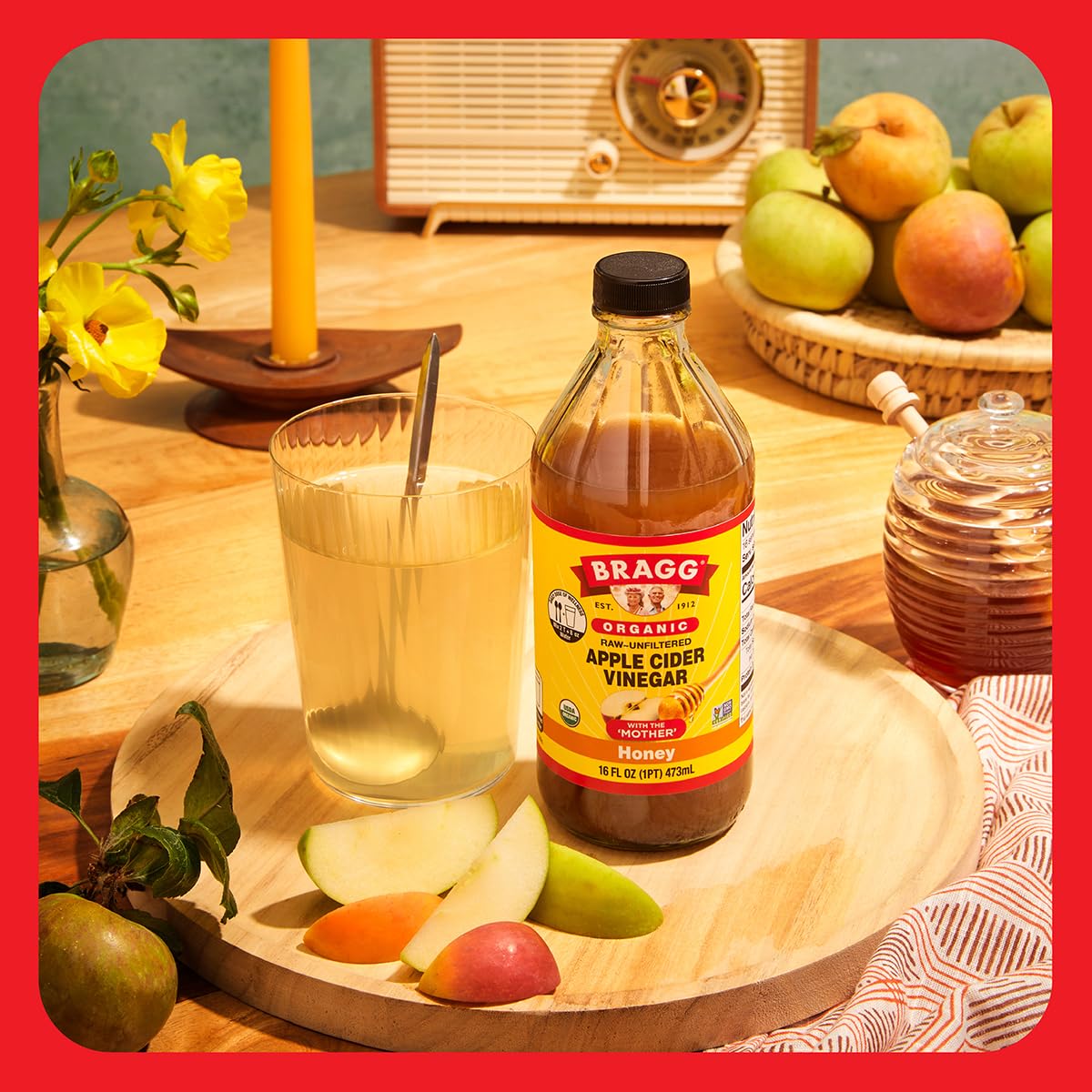 Bragg Organic Flavored Apple Cider Vinegar with the Mother – Raw & Unfiltered, 16 fl oz