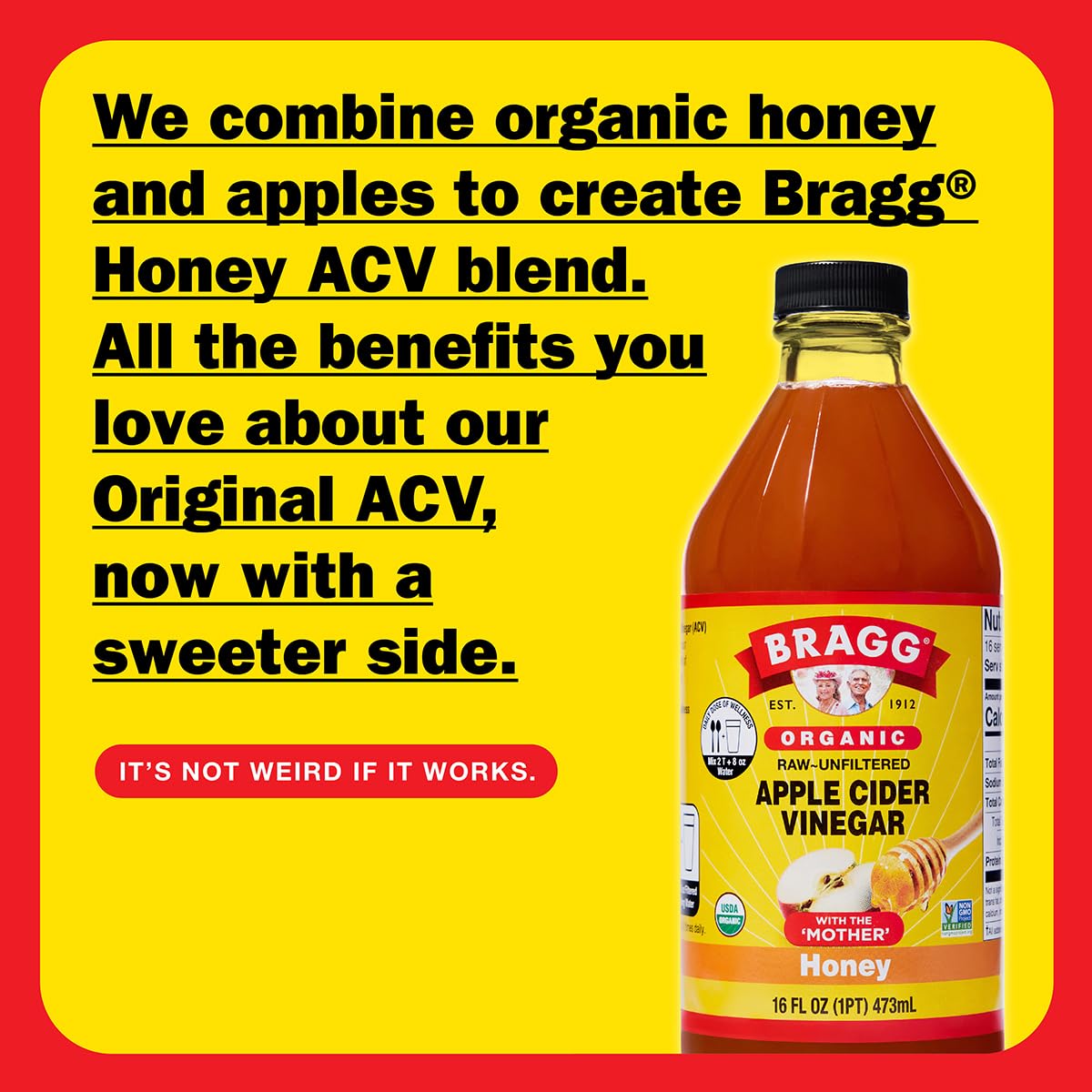 Bragg Organic Flavored Apple Cider Vinegar with the Mother – Raw & Unfiltered, 16 fl oz