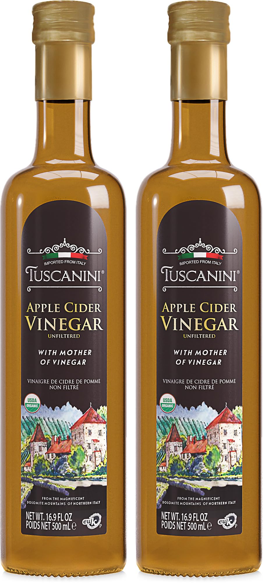 Tuscanini Organic Italian Apple Cider Vinegar with the Mother – 16.9 oz