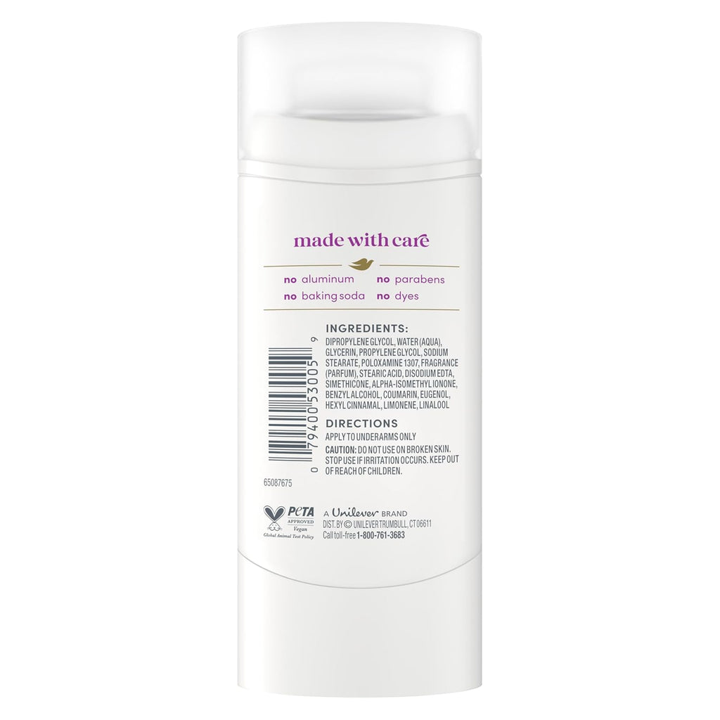 Dove Deodorant Stick for 72 Hour Odor Protection Coconut & Pink Jasmine Aluminum Free 2.4 oz