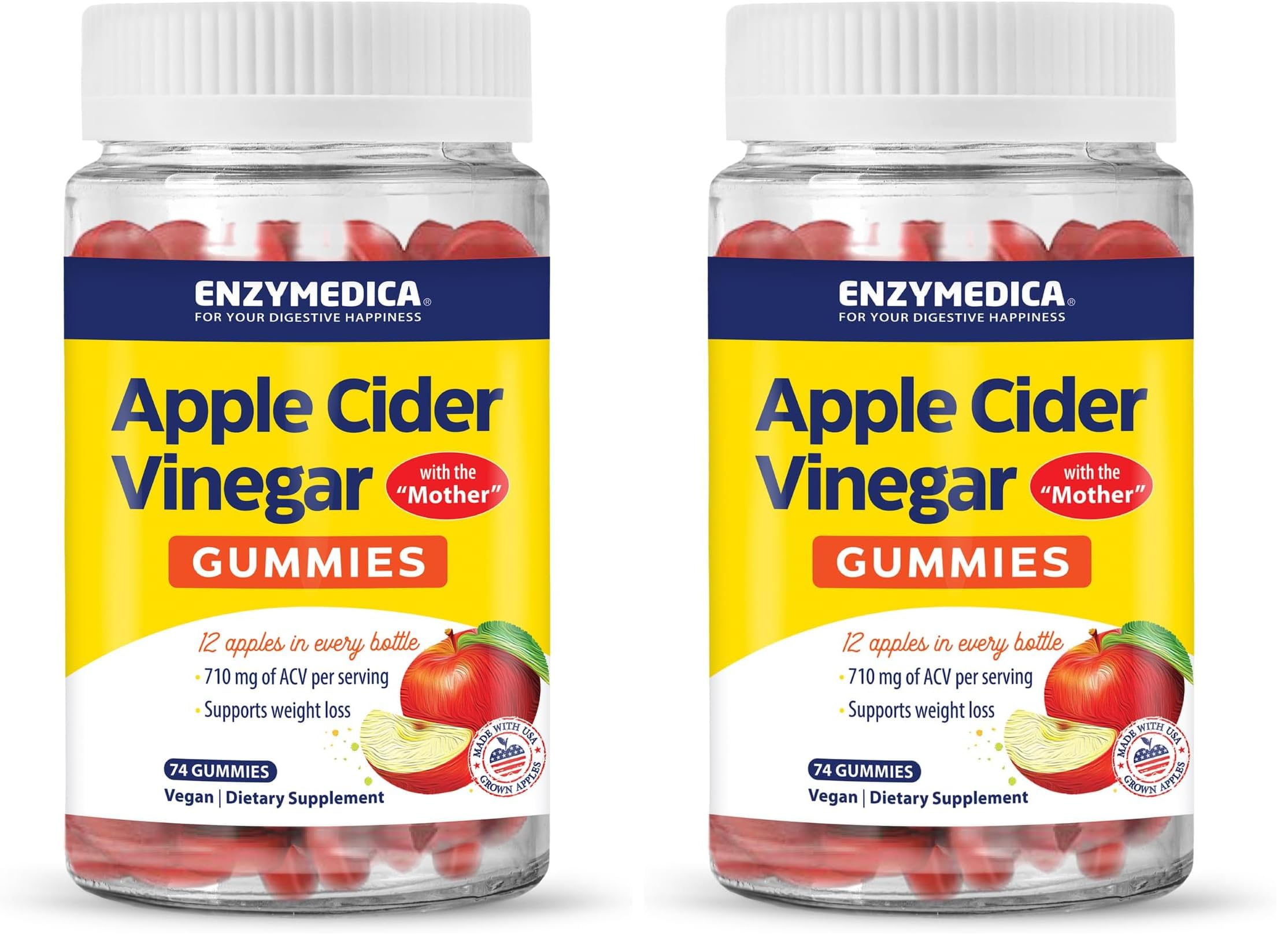 Enzymedica Apple Cider Vinegar Gummies with the Mother & Vitamin B12
