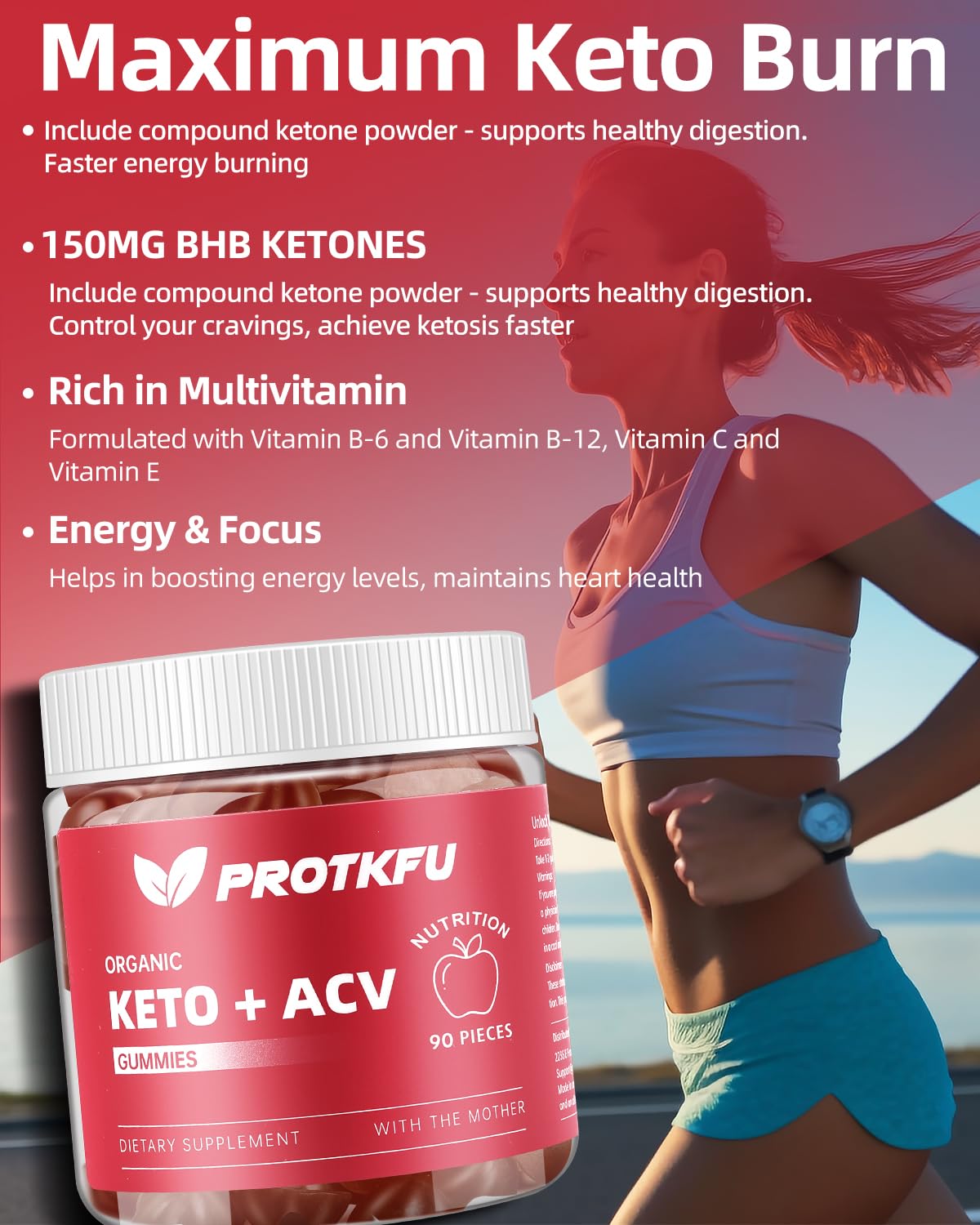ProTKFU Apple Cider Vinegar Gummies with the Mother – 1,000 mg
