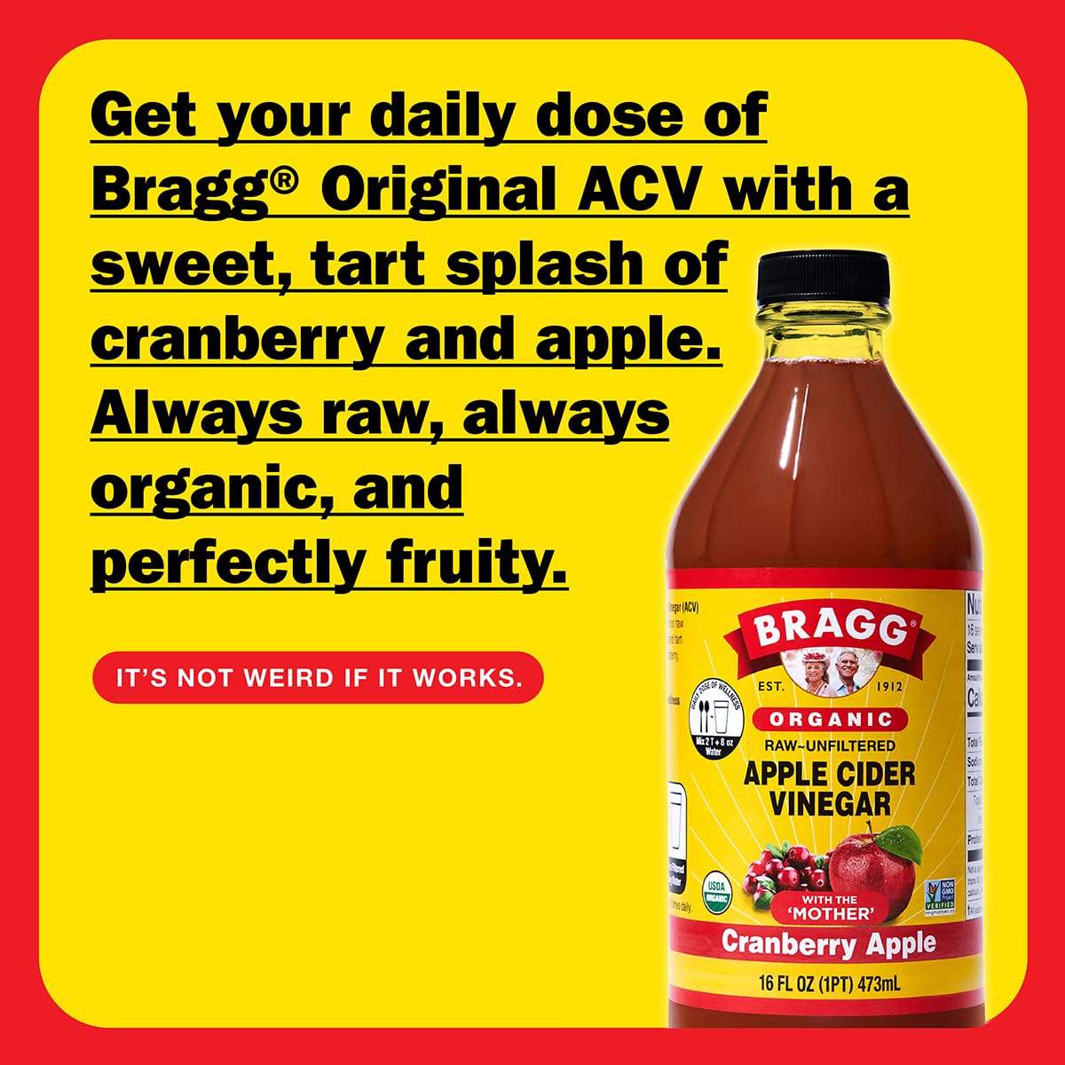 Bragg Organic Flavored Apple Cider Vinegar with the Mother – Raw & Unfiltered, 16 fl oz