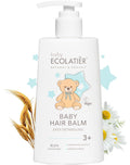 Ecolatier Baby Hair Balm Easy Detangling 3+ 250 ml natural and organic vegan kids hair care with chamomile extract and wheat protein, gentle detangling balm for children, 96.8% natural origin formula in pump bottle