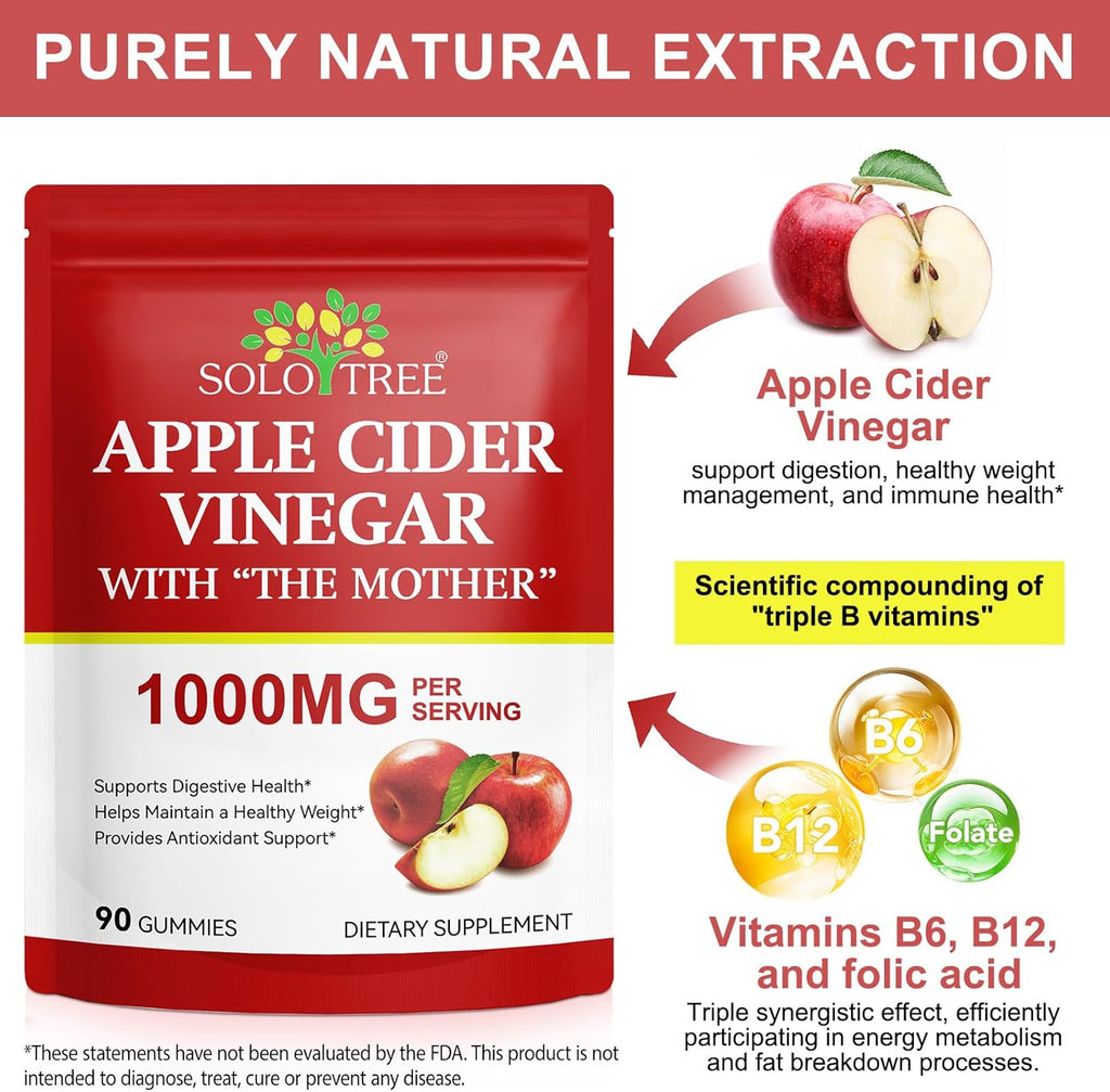 Nifeishi Apple Cider Vinegar Gummies with the Mother – 1,000 mg, 90 Count