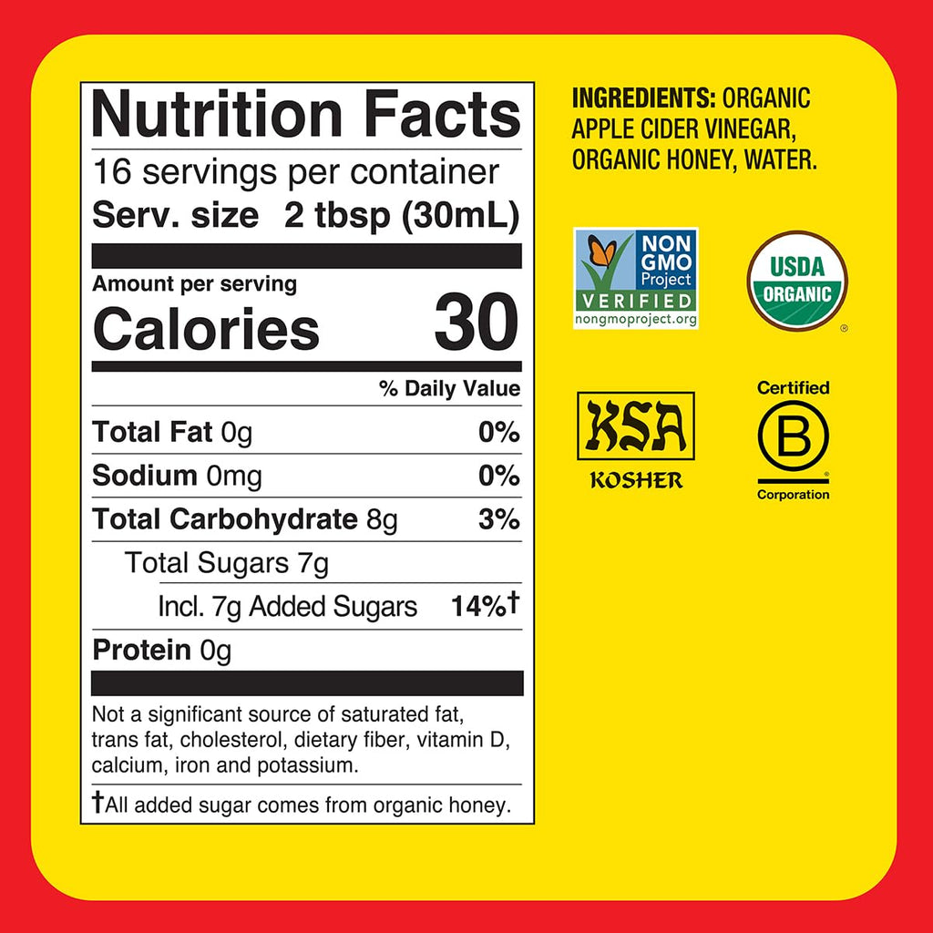 Bragg Organic Flavored Apple Cider Vinegar with the Mother – Raw & Unfiltered, 16 fl oz