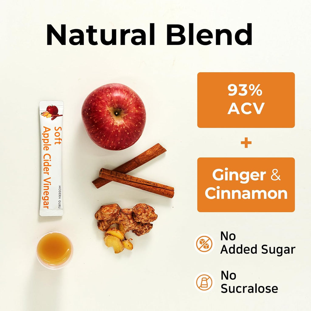 Modern Guru Apple Cider Vinegar Drink Sticks with Ginger & Cinnamon – 21 Count
