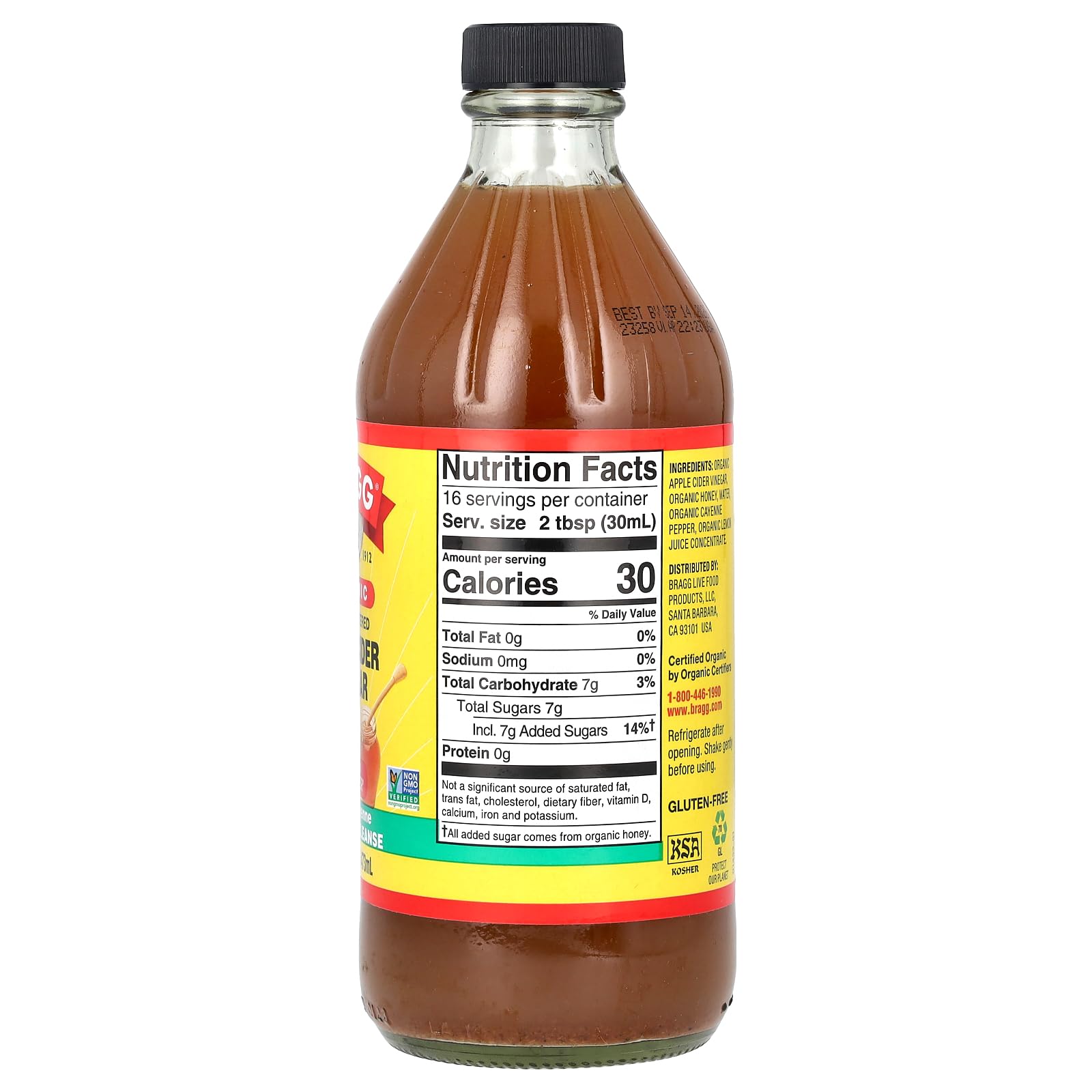 Bragg Organic Flavored Apple Cider Vinegar with the Mother – Raw & Unfiltered, 16 fl oz