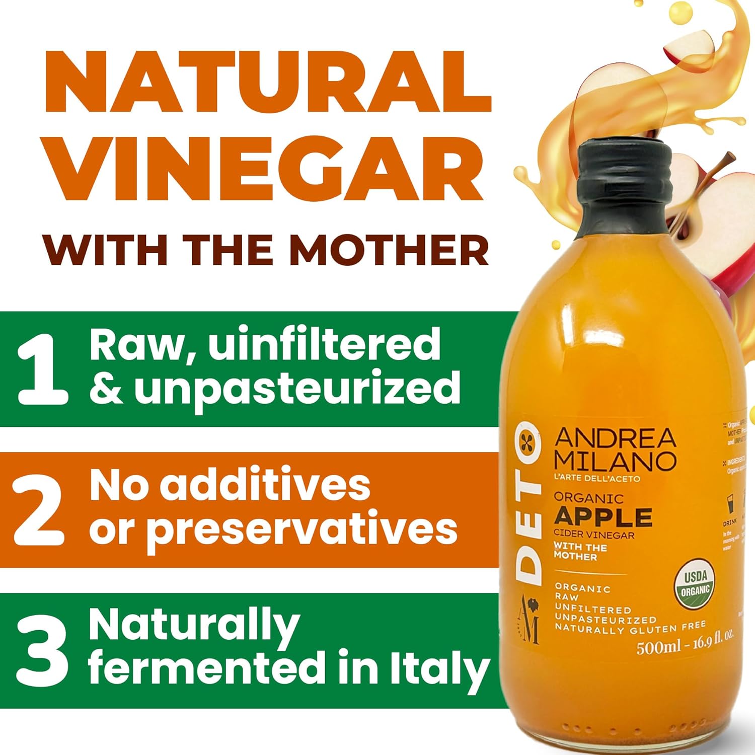 Andrea Milano Organic Apple Cider Vinegar with the Mother – 16.9 oz