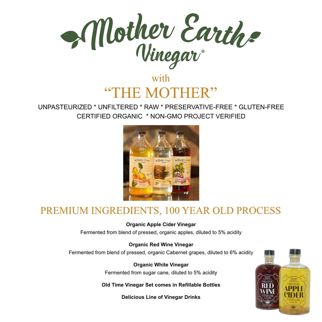 Mother Earth Organic Apple Cider Vinegar with the Mother – Raw & Unfiltered, 64 fl oz