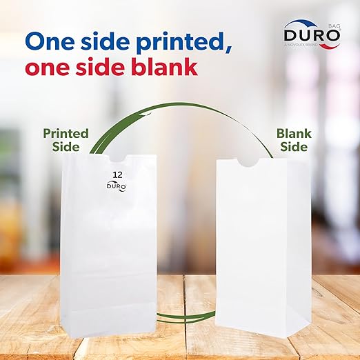 Duro 12 lb Tall White Paper Grocery Bag, 7 1/16 x 4 1/2 x 11 1/2 in (QTY 500), SKU 51032