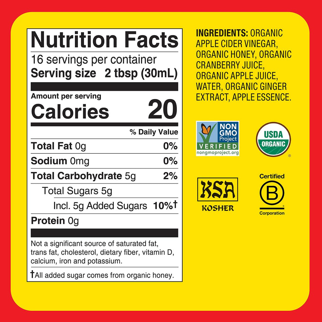 Bragg Organic Flavored Apple Cider Vinegar with the Mother – Raw & Unfiltered, 16 fl oz