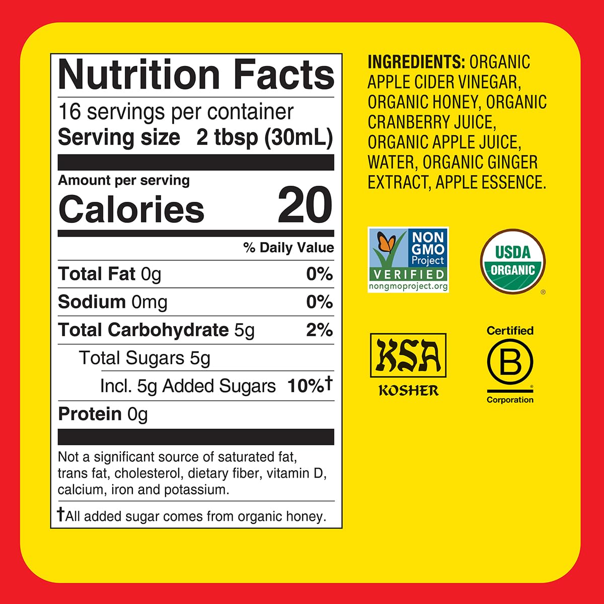 Bragg Organic Flavored Apple Cider Vinegar with the Mother – Raw & Unfiltered, 16 fl oz