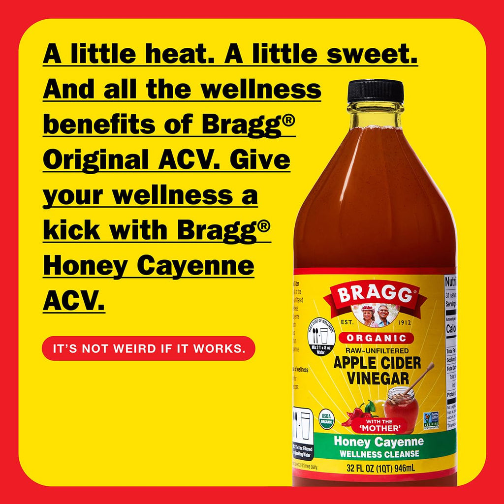Bragg Organic Flavored Apple Cider Vinegar with the Mother – Raw & Unfiltered, 16 fl oz