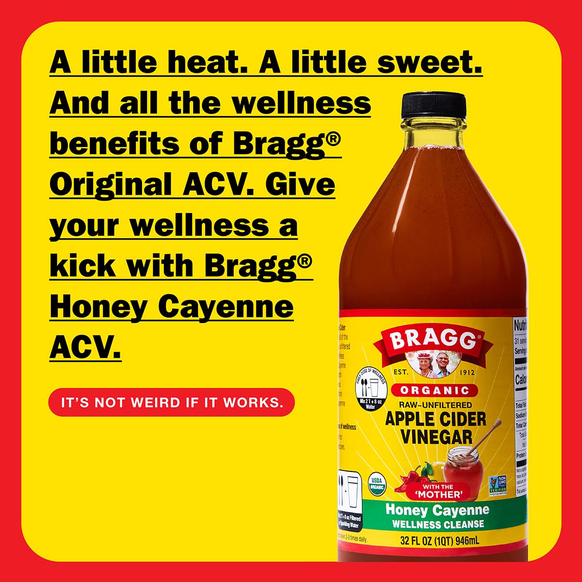 Bragg Organic Flavored Apple Cider Vinegar with the Mother – Raw & Unfiltered, 16 fl oz