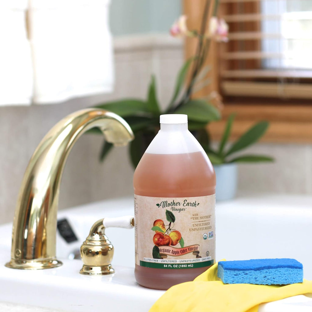Mother Earth Organic Apple Cider Vinegar with the Mother – Raw & Unfiltered, 64 fl oz