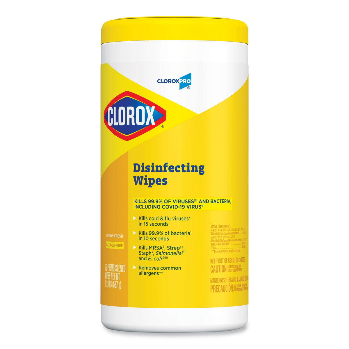 Clorox disinfecting wipes container on a white background