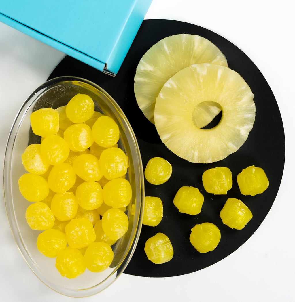 Andy Anand Chocolatier Sugar Free Pineapple Chunks, Hard Candy Boiled in Copper Kettle for that unique taste, Flown from Europe 25 Pieces - Sugar & Aspartame Free - Naturally Flavored & Sweetened - Non-GMO, Gluten Free, Keto & Diabetic Friendly