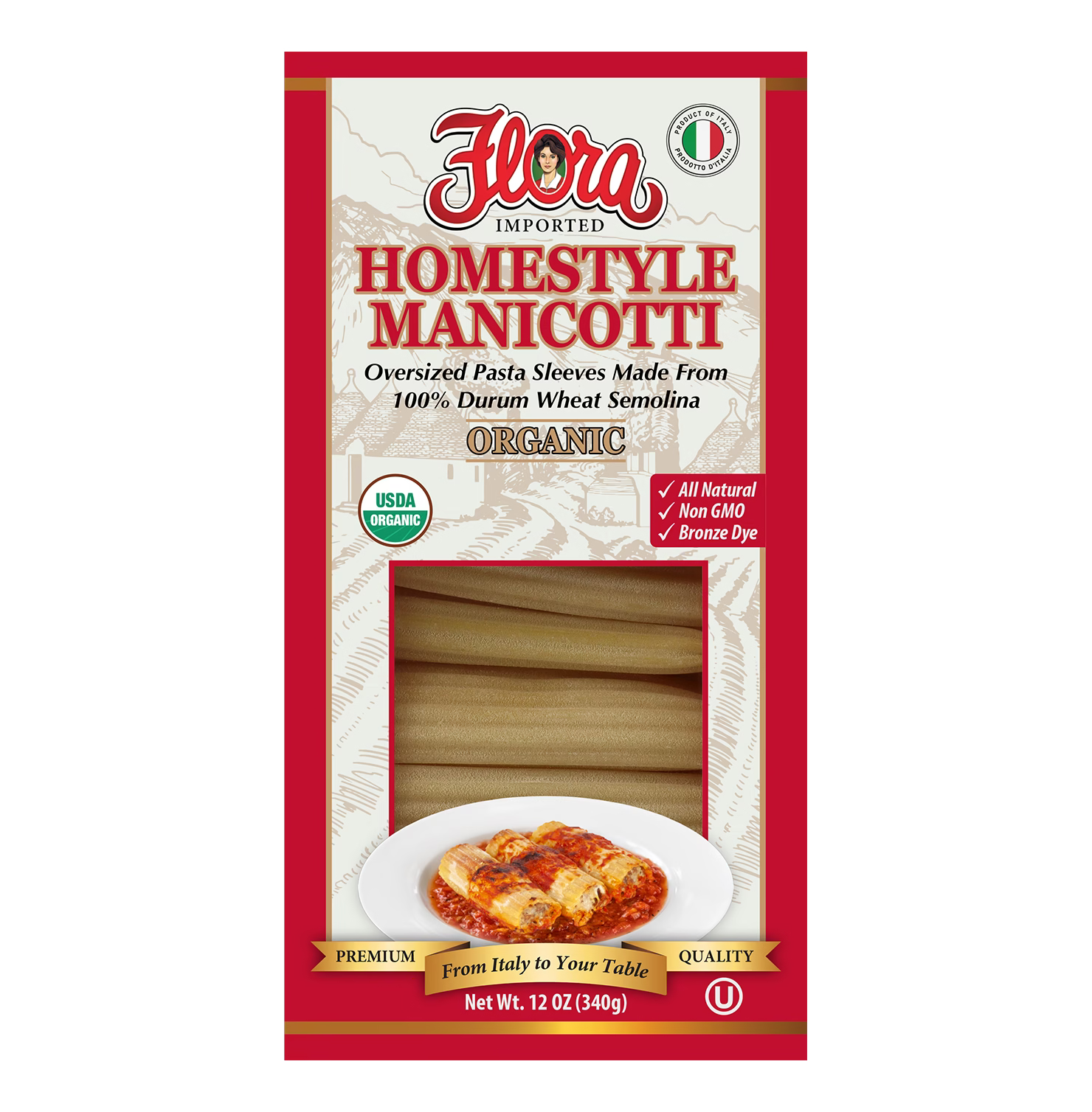 Homestyle Manicotti Pasta - Organic - 12 oz