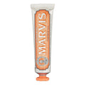 Marvis toothpaste tube on a white background