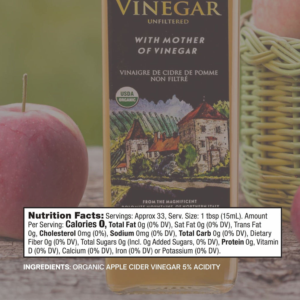Tuscanini Organic Italian Apple Cider Vinegar with the Mother – 16.9 oz