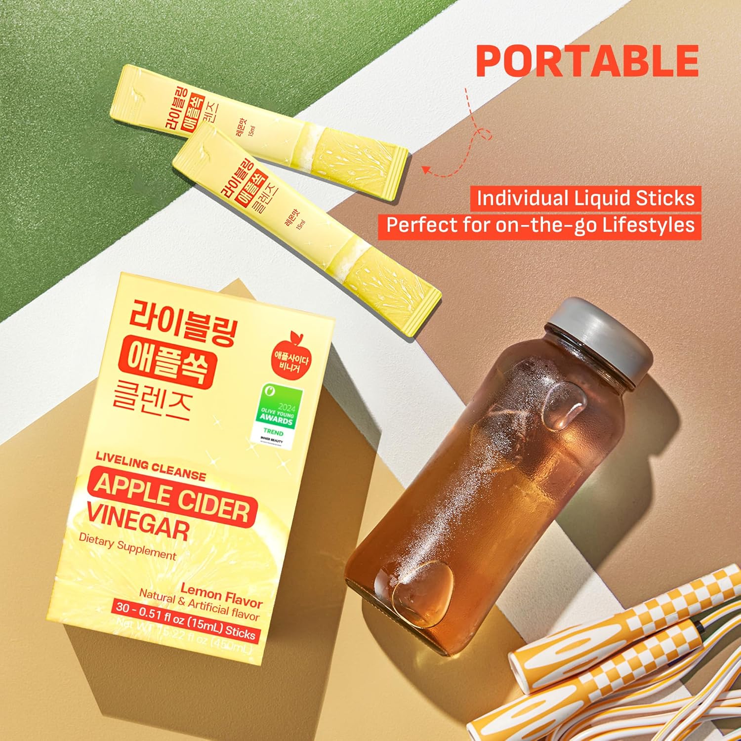 Liveling Apple Cider Vinegar Drink Sticks – Sugar-Free, 30 Packets