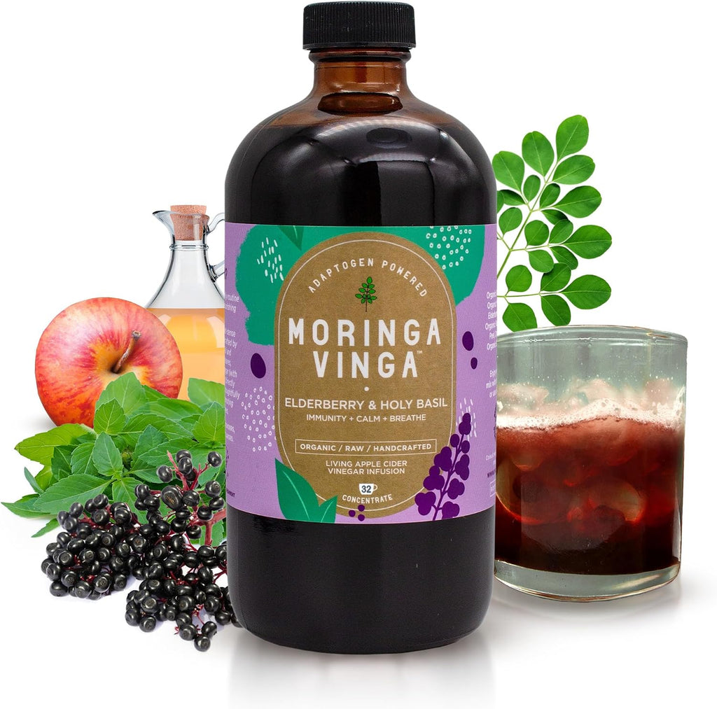 Adaptogen Powered Moringa Vinga Herbal Tonic with Apple Cider Vinegar – 32 oz