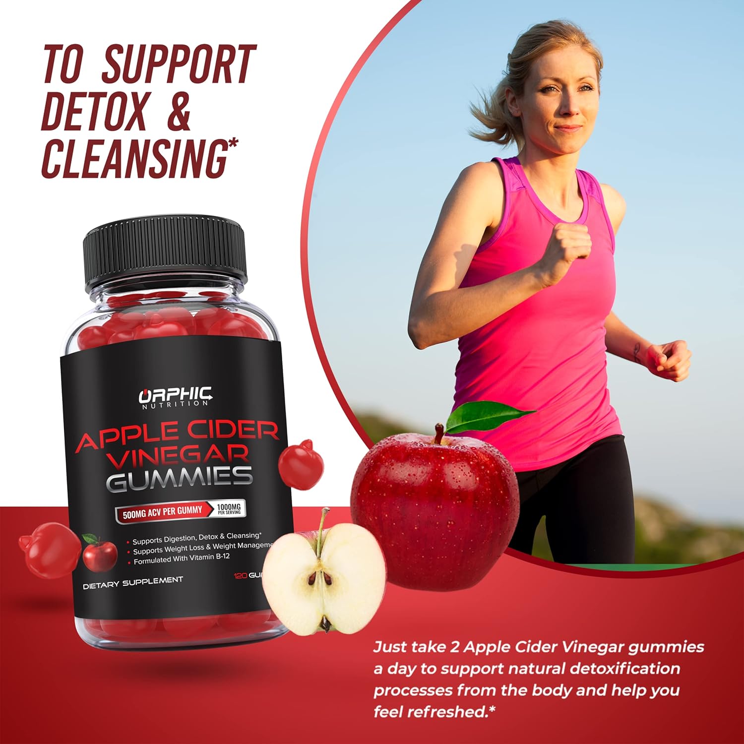 Orphic Nutrition Apple Cider Vinegar Gummies with the Mother – 1,000 mg, 120 Count