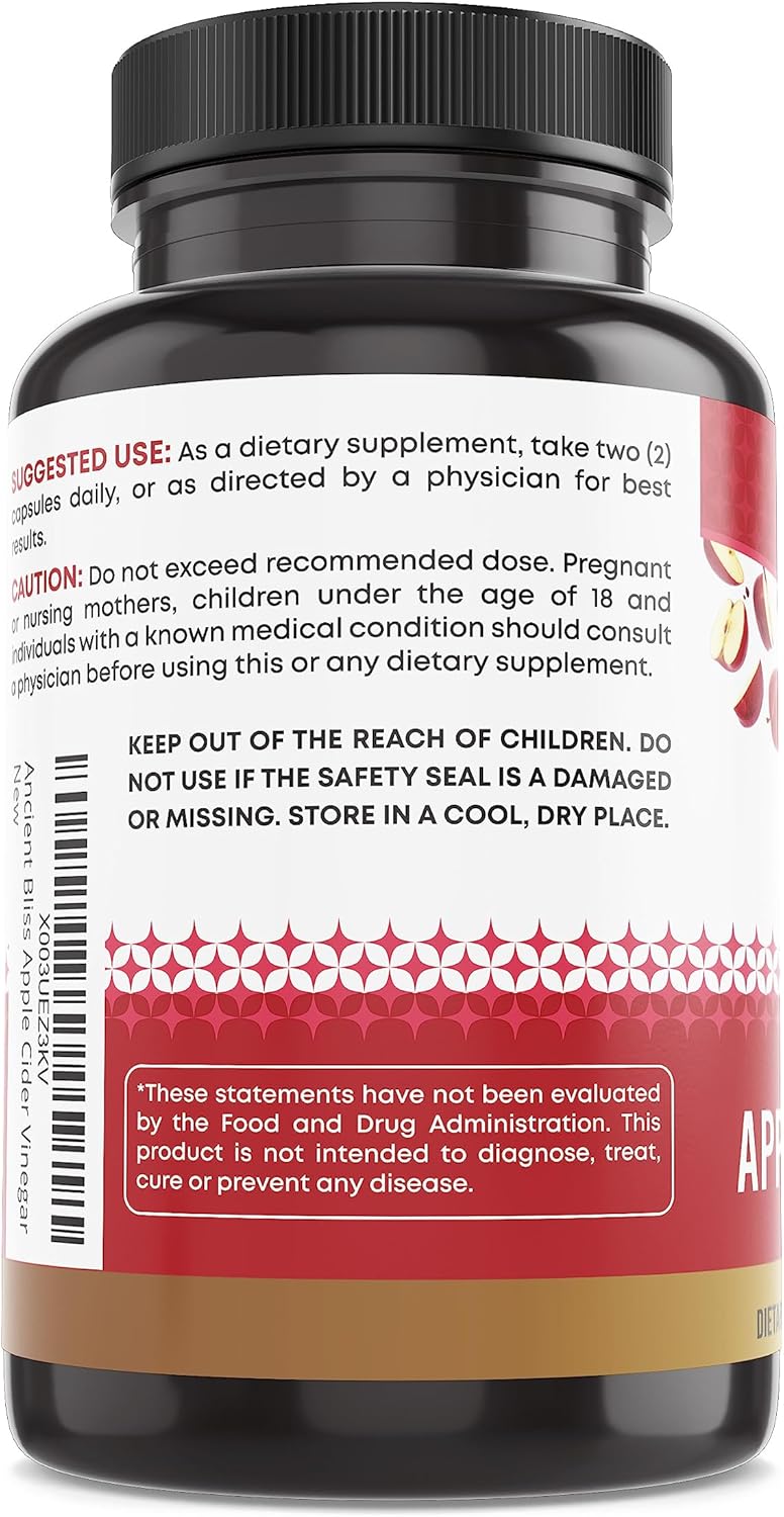 Ancient Bliss Apple Cider Vinegar Capsules with the Mother – 1600 mg